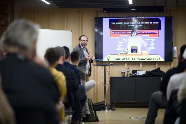 Paul Maddern speaking at the NN1 Dev Club event.